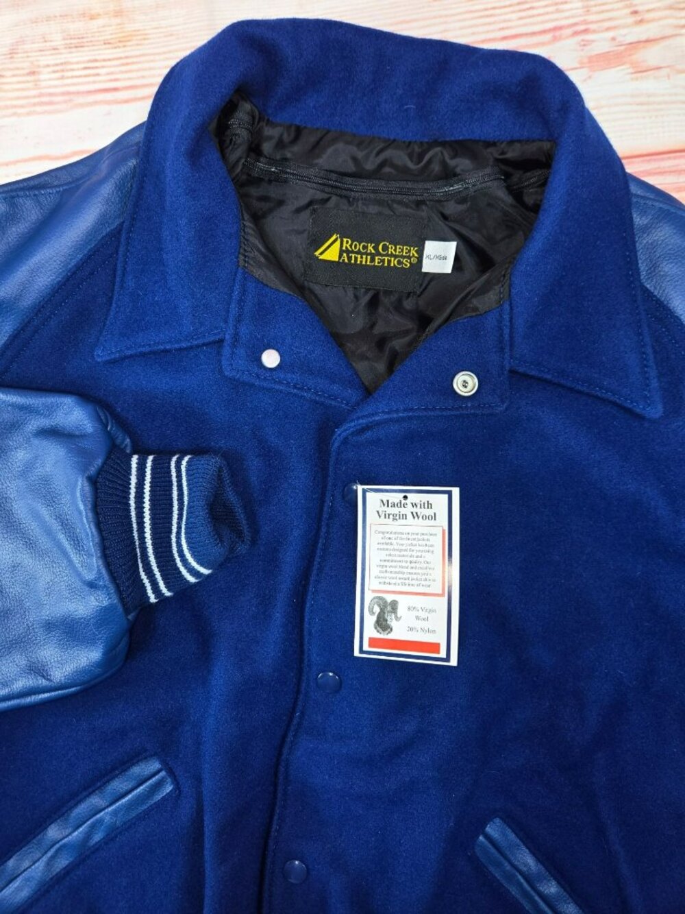 Rock Creek Varsity Jacket XL Navy Letterman NWT Deadstock